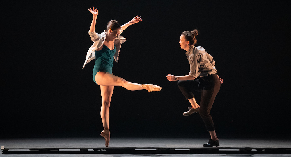Tiler Peck and Michelle Dorrance in 'Time Spell' at Sadler's Wells. Photo by Christopher Duggan.