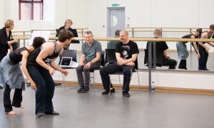 Dominic Antonucci rehearsing 'The Shakespeare Suite' with Sir David Bintley. Photo by Andrew Ross, courtesy of Birmingham Royal Ballet.