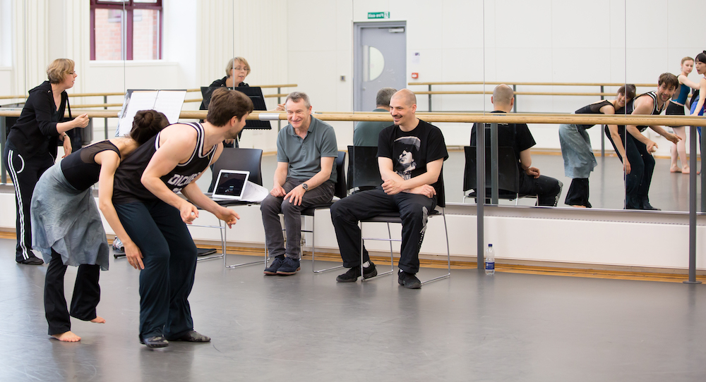 Dominic Antonucci rehearsing 'The Shakespeare Suite' with Sir David Bintley. Photo by Andrew Ross, courtesy of Birmingham Royal Ballet.