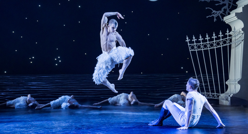 Harrison Dowzell (The Swan) and James Lovell (The Prince) in 'Matthew Bourne's Swan Lake.' Photo by Johan Persson.