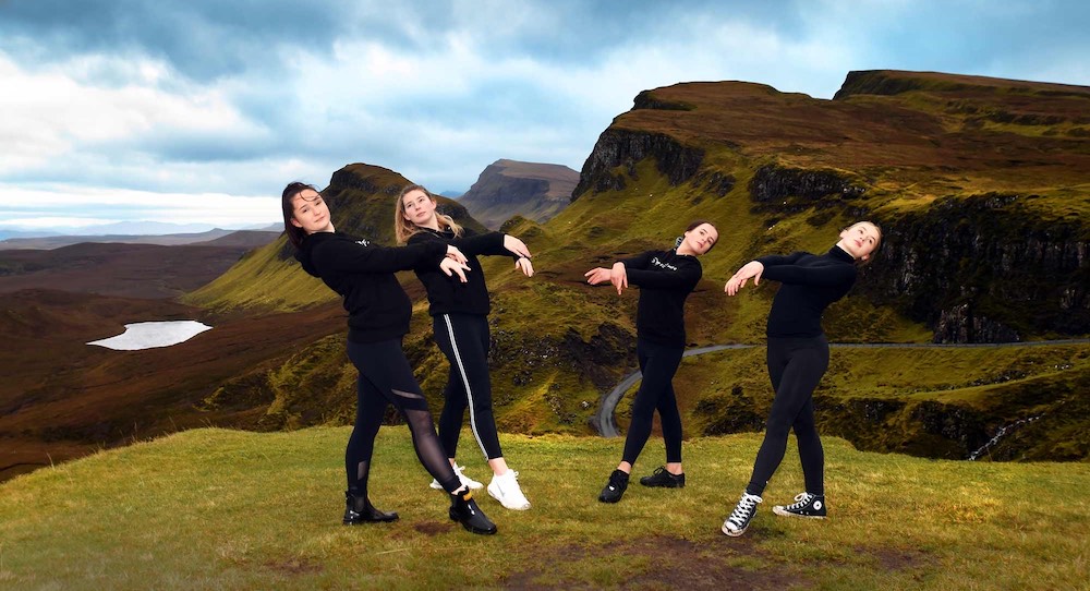 Students from SkyeDance photographed at The Quiraing, Isle of Skye. Photo courtesy of SkyeDance.