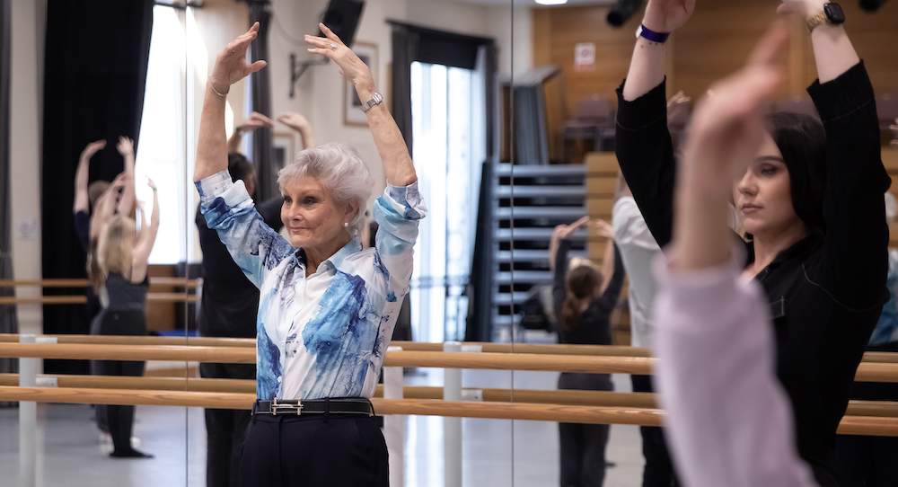 Angela Rippon at The Royal Ballet School for Let's Dance ©2025 The Royal Ballet School. Photo by Rachel Cherry.