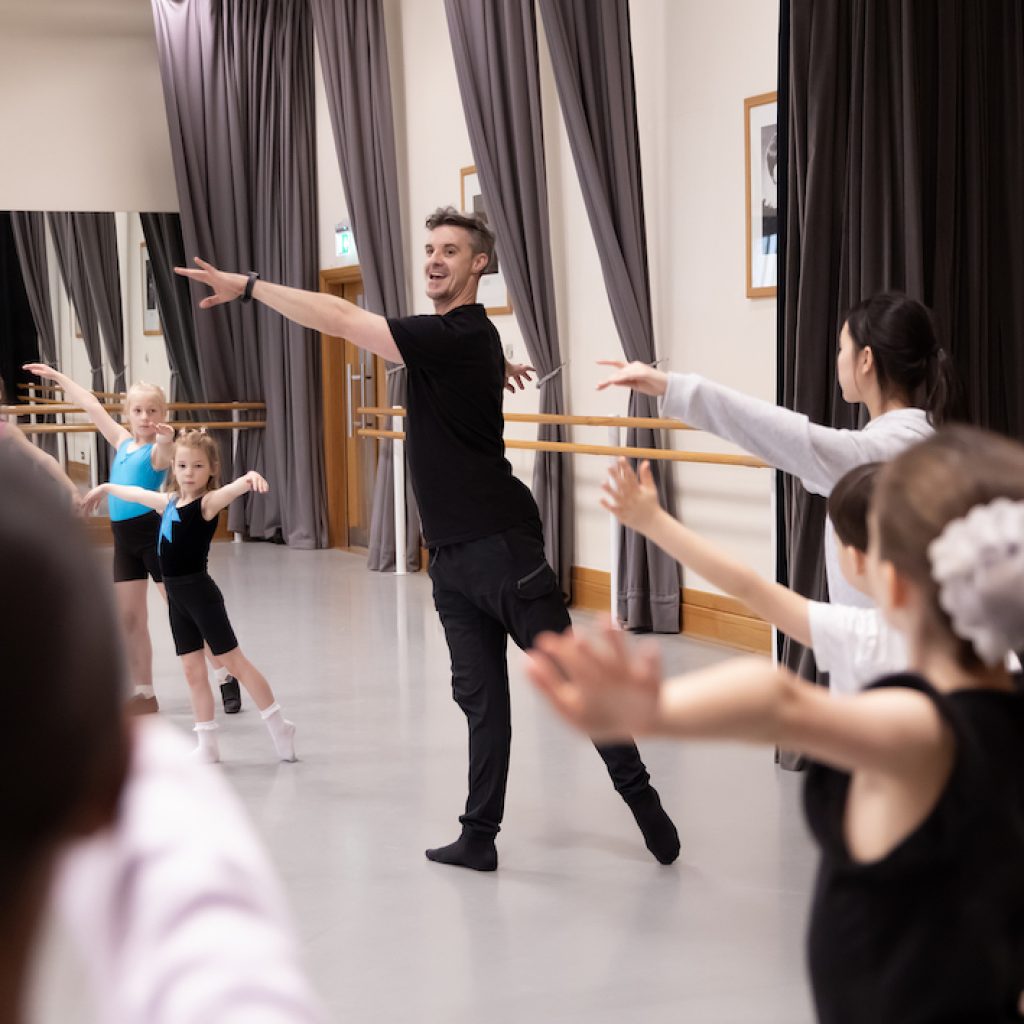 Artistic Director Iain Mackay teaching for Let's Dance at The Royal Ballet School ©2025 The Royal Ballet School. Photo by Rachel Cherry, courtesy of Let's Dance.