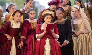 Emily Lane as Anne Boleyn and Ensemble in 'Anne Boleyn The Musical' by Historalia Productions. Photo by David Watson Photography.
