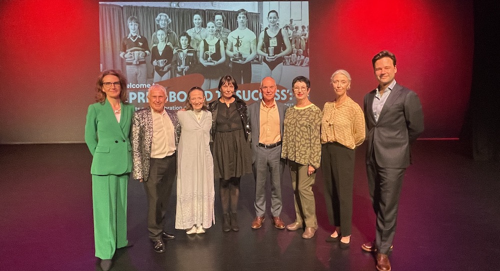Alexander Campbell with CEO Elizabeth Honer and panelists. Photo courtesy of the Royal Academy of Dance.