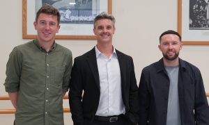 Mindflick’s Dr Tim Pitt (left) and Dr Sam Porter (right) with Royal Ballet School Artistic Director Iain Mackay (middle). Photo courtesy of The Royal Ballet School.