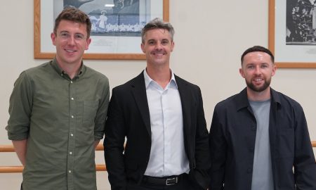 Mindflick’s Dr Tim Pitt (left) and Dr Sam Porter (right) with Royal Ballet School Artistic Director Iain Mackay (middle). Photo courtesy of The Royal Ballet School.