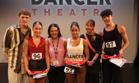 James Cousins, Ellie Harle, aged 18, Academy Theatre Arts (17-19 Theatre Runner Up), Worcester, Dame Arlene Phillips, Erin McShaw, aged 18, The BRIT School, London, Kate Prince, Leonardo Scafati, ArtsEd London, aged 18 (17-19 Theatre Runner Up). Photo by Hudson Pictures.