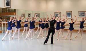 Itziar Mendizabal with 2nd Year students. Photo courtesy of The Royal Ballet School, 2025.