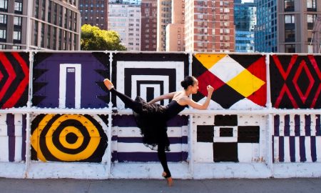Hope K. Ruth in spray painted pointe shoes. Photo by @byalinaphotography.
