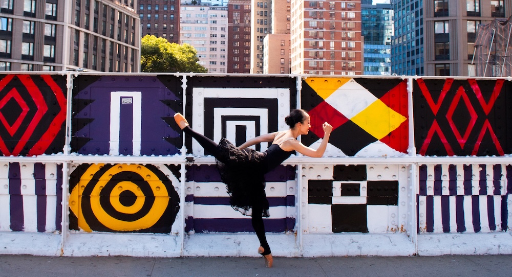 Hope K. Ruth in spray painted pointe shoes. Photo by @byalinaphotography.