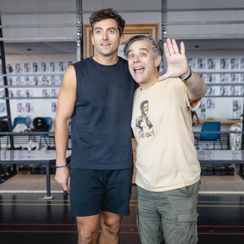 Marc Antolin (Leo Bloom) and Andy Nyman (Max Bialystock) in rehearsal for 'The Producers.' Photo by Mark Senior.