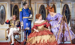 Neal Davies, John Savournin, Bethan Langford and Mel Giedroyc in English National Opera’s 'HMS Pinafore.' Photo by Craig Fuller.