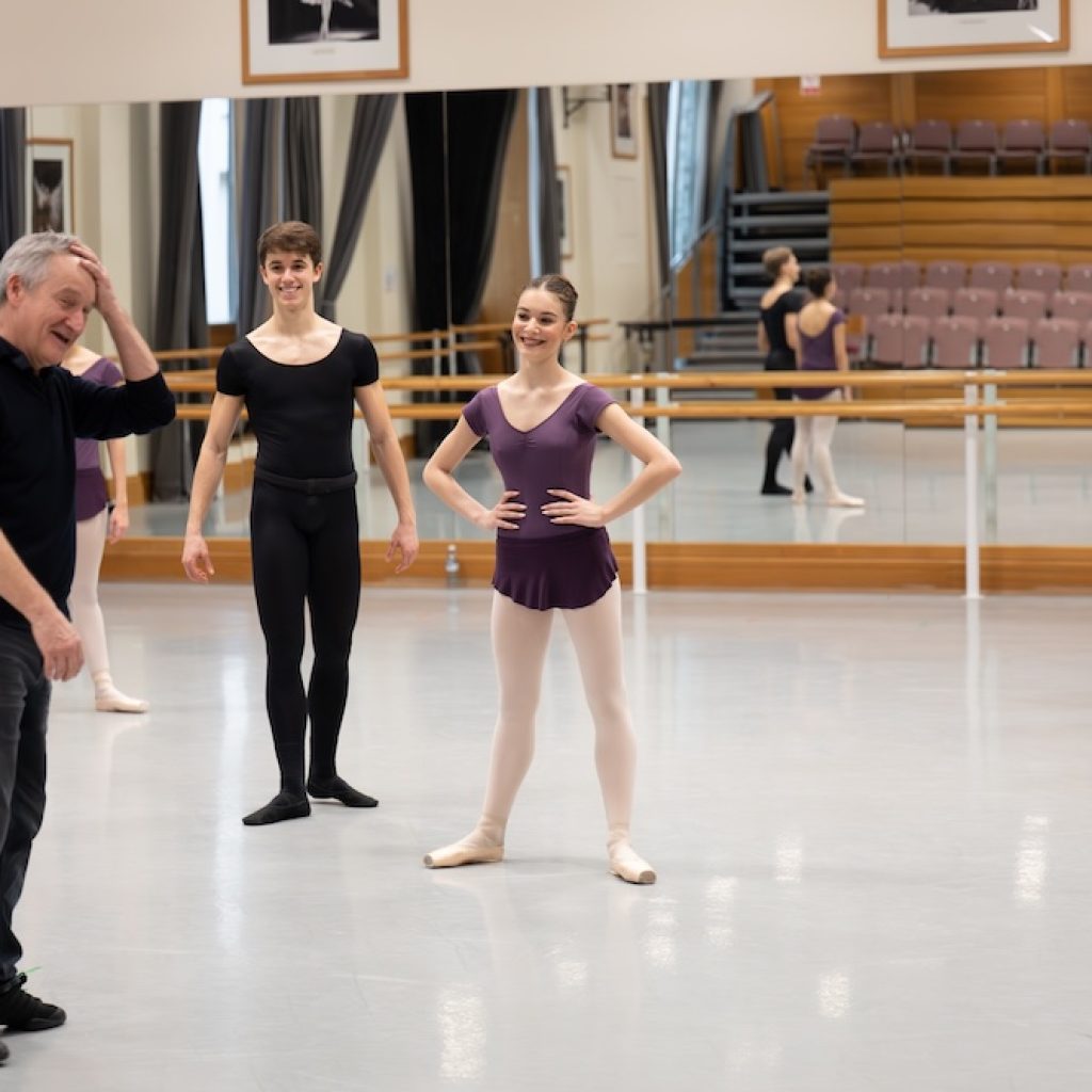 Sir David Bintley rehearsing with The Royal Ballet School students. Photo by Photography by ASH.