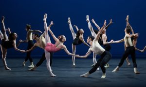 English National Ballet's Ksenia Ovsyanick and Rentaro Nakaaki in 'Symphony in Three Movements' by George Balanchine in 'Rhythm Riot.' Photography by ASH.